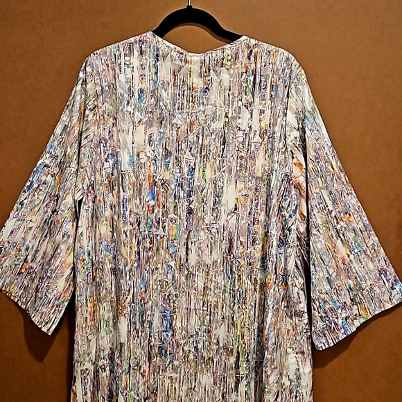 ZOLUCKY abstract diamond print multicolor casual long sleeve kimono cardigan XL - Picture 7 of 8